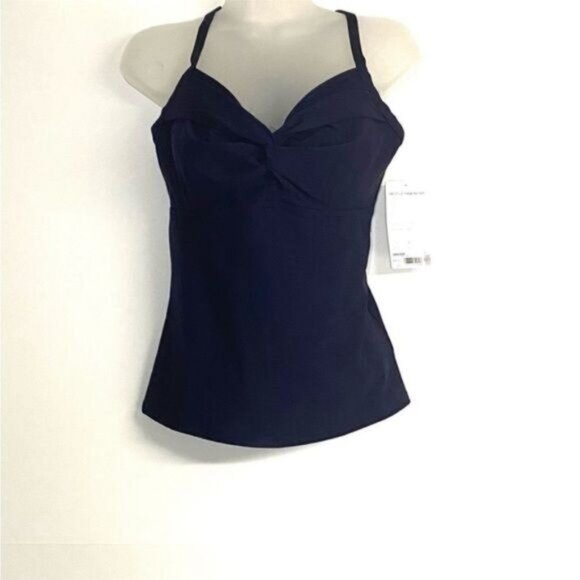 Athleta Womens Twist Up Tankini Top Swim Tank UPF 50+ Blue 32 D/DD - Picture 6 of 13